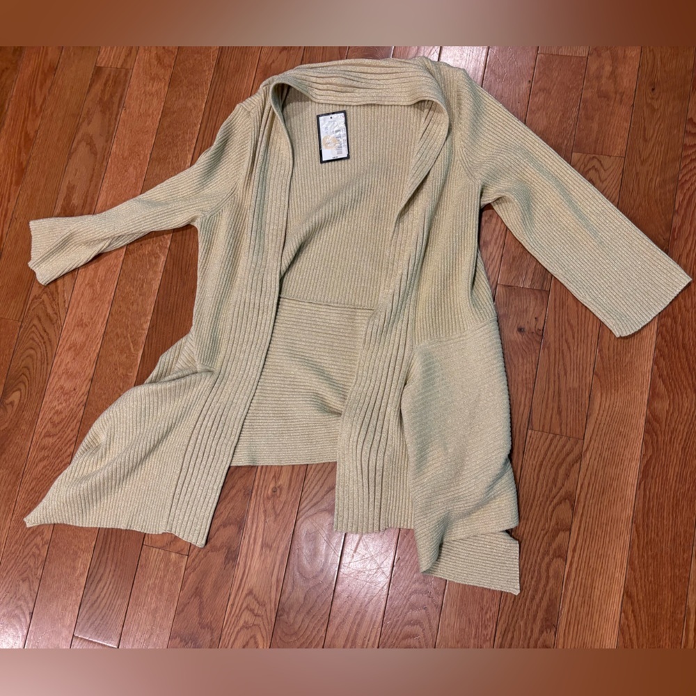 Investments Light Tan golden Cardigan NWT